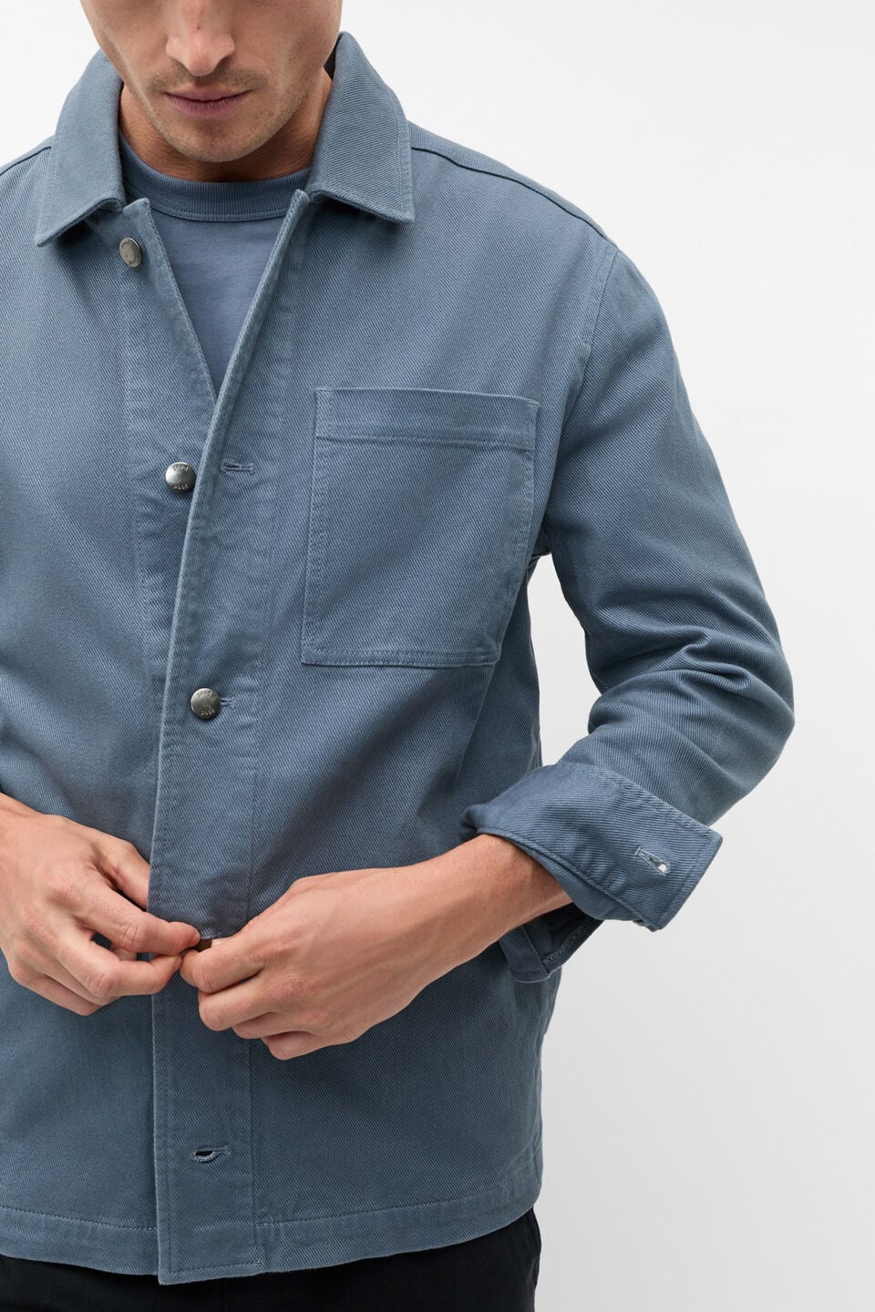 Garment Dyed Twill Overshirt  Storm Blue