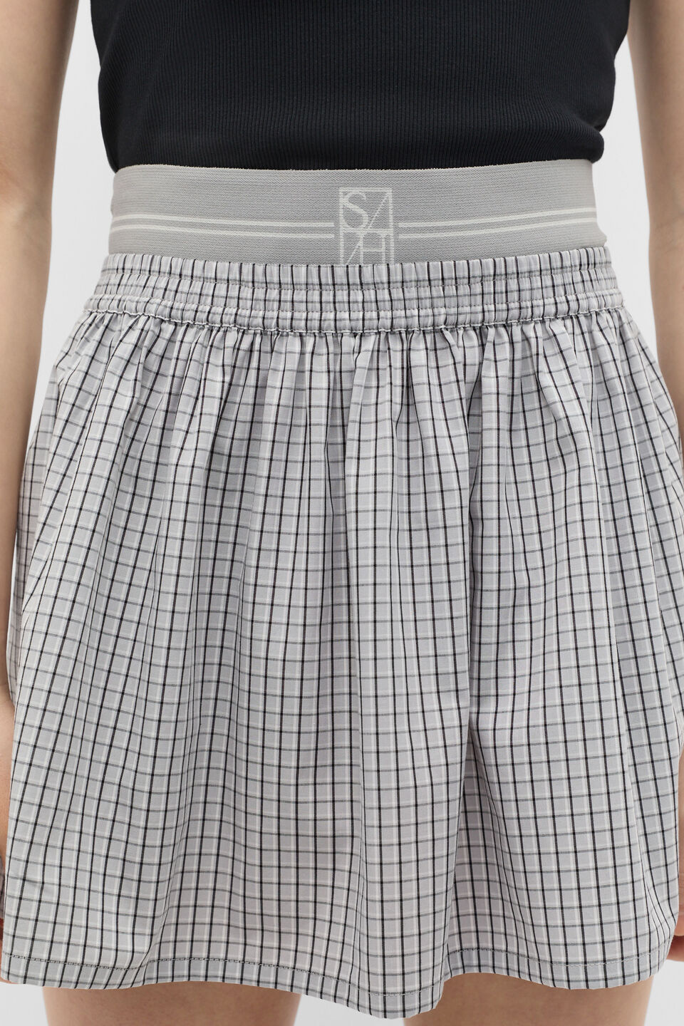 Elasticated Check Skirt  Grey Check