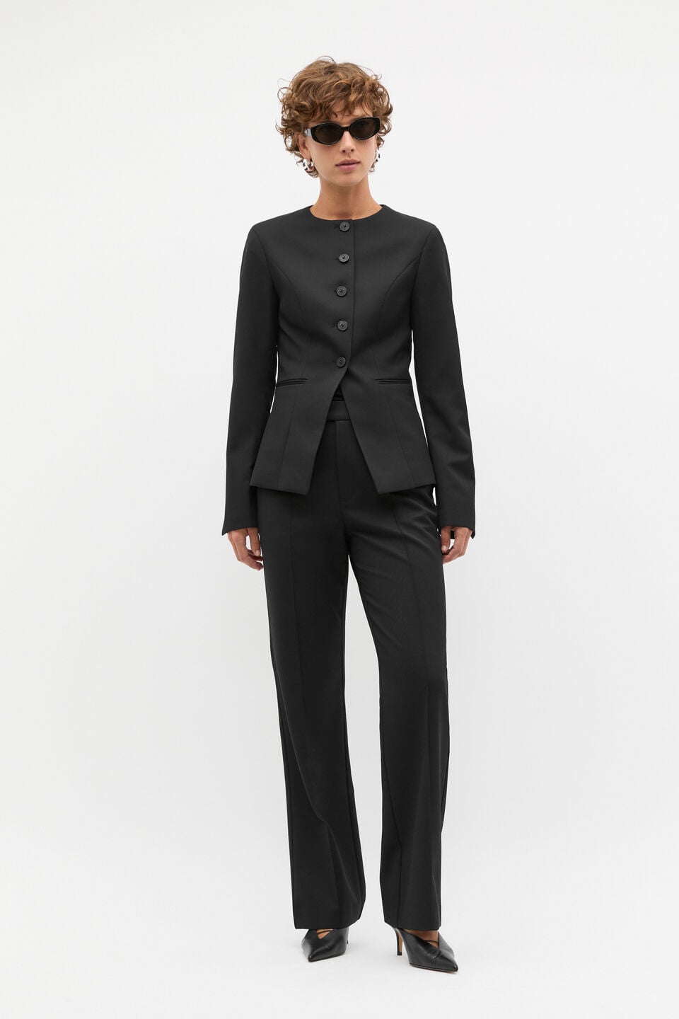 Wool Blend Tailored Jacket  Black