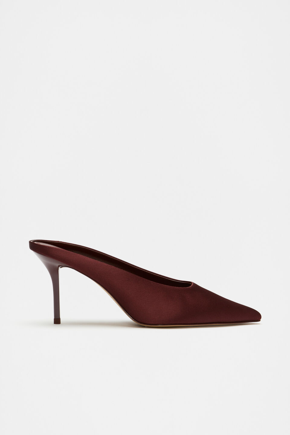 Aisha Satin Heeled Mule  Merlot