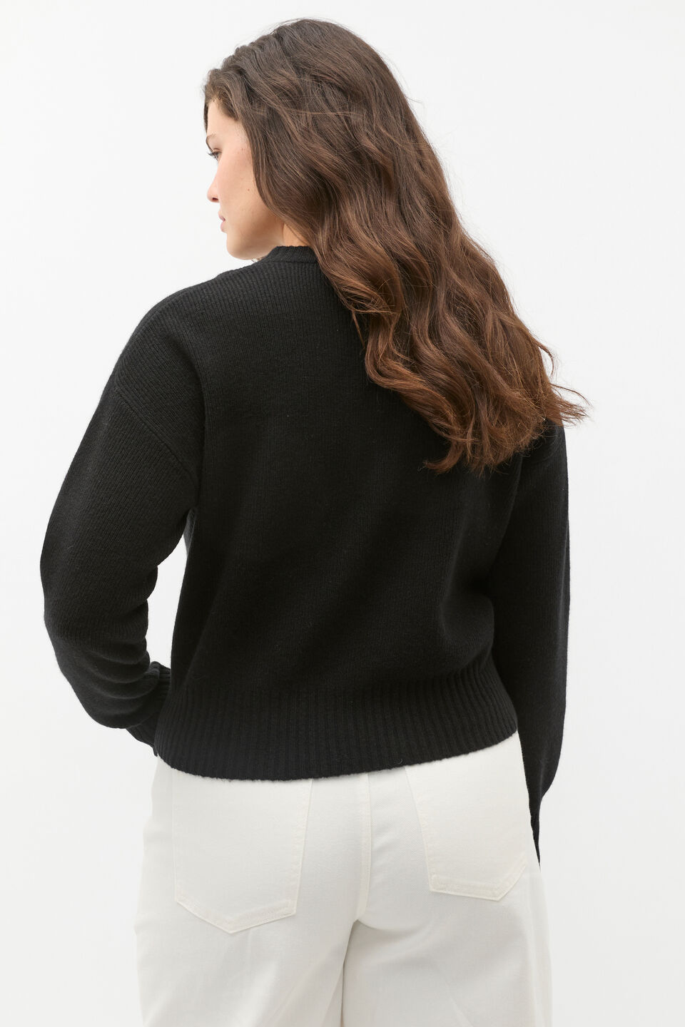 Merino Button Up Knit Cardigan  Black