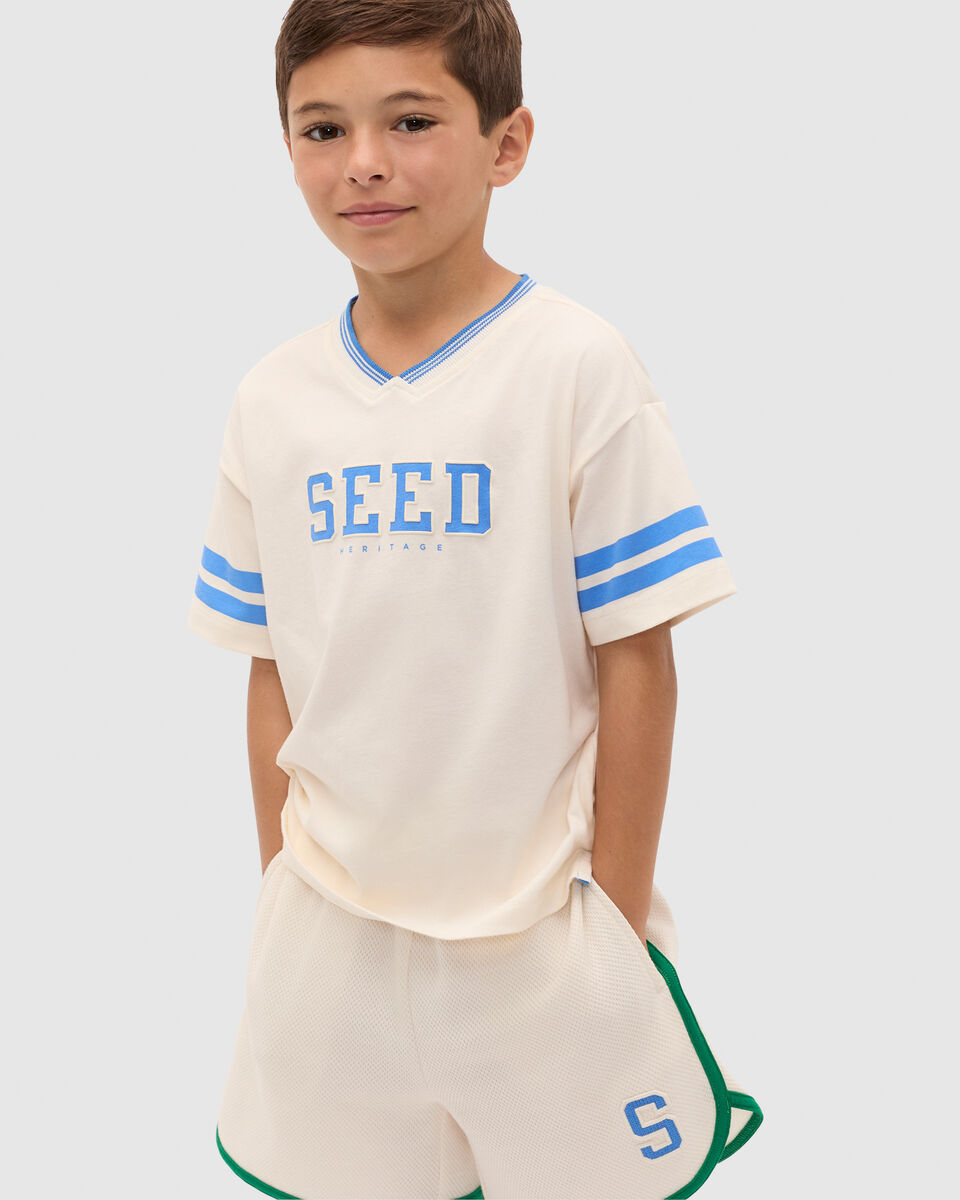Sports Stripe Logo Tee  Classic Cream