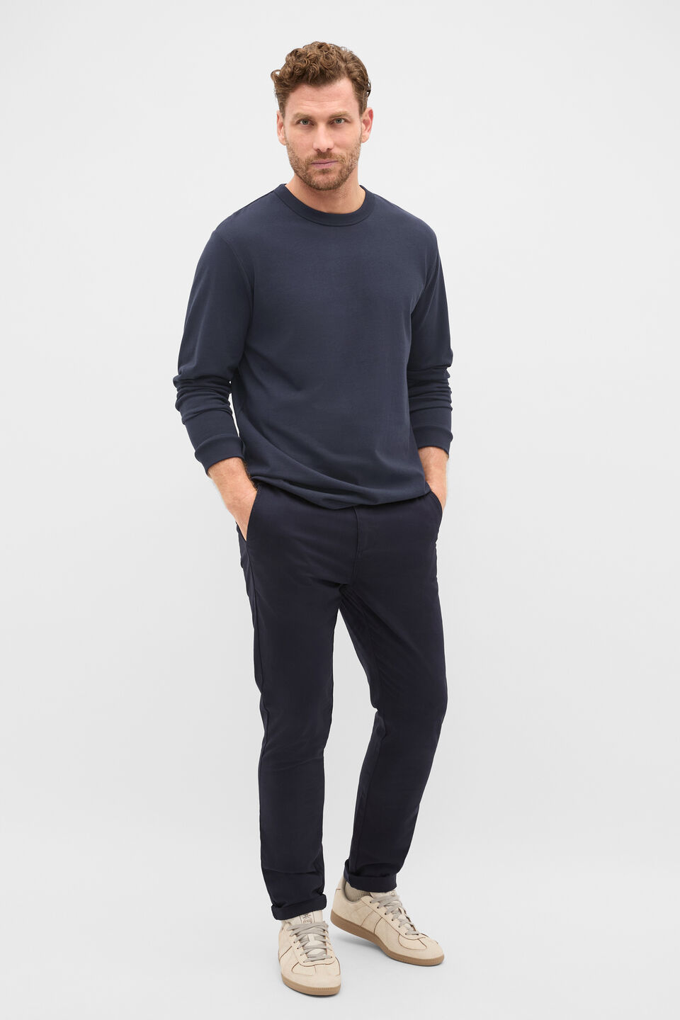 Long Sleeve Crew Neck Tee  Midnight Blue