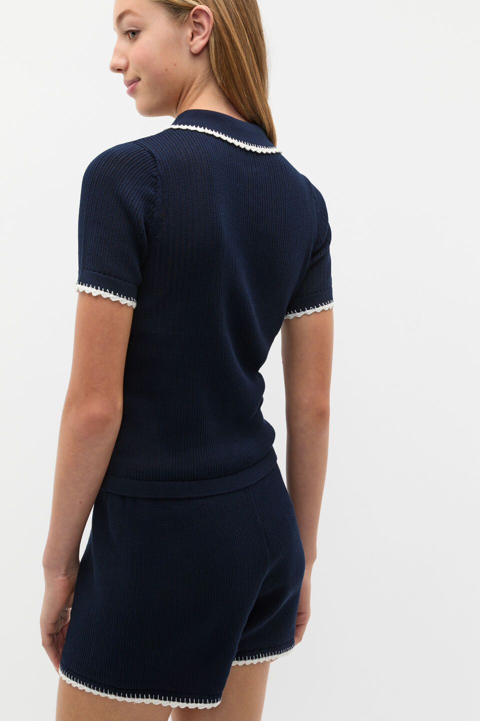 Knit Polo Top  New Navy