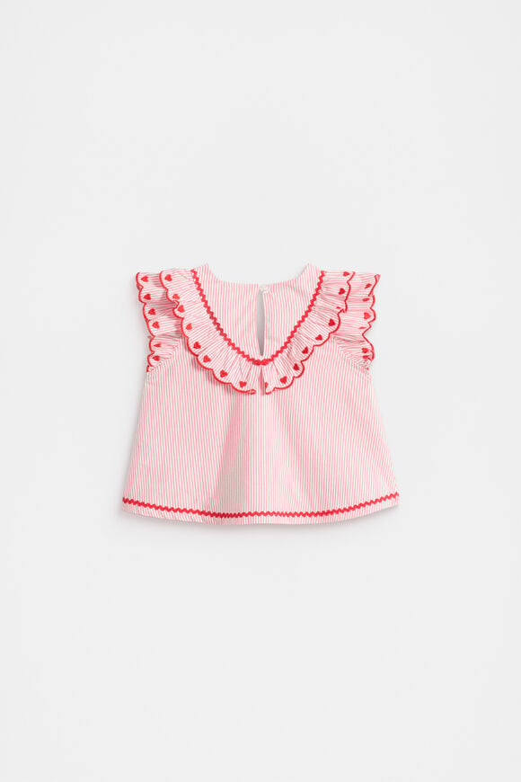 Stripe Scallop Top  Strawberry Red  hi-res