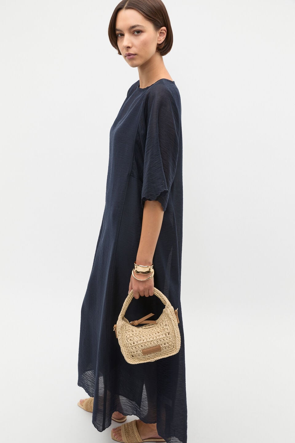 Lyocell Blend Kaftan Maxi Dress  Twilight Blue