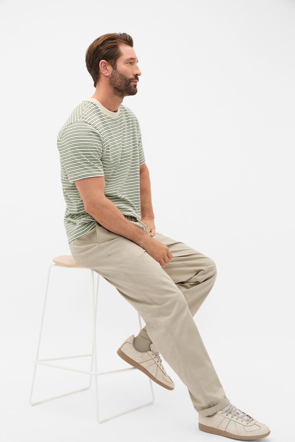 Stripe Crew Tee  Aloe Stripe