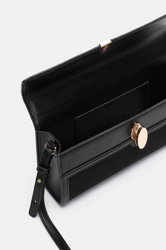 Textured Fabric Clutch  Black  hi-res