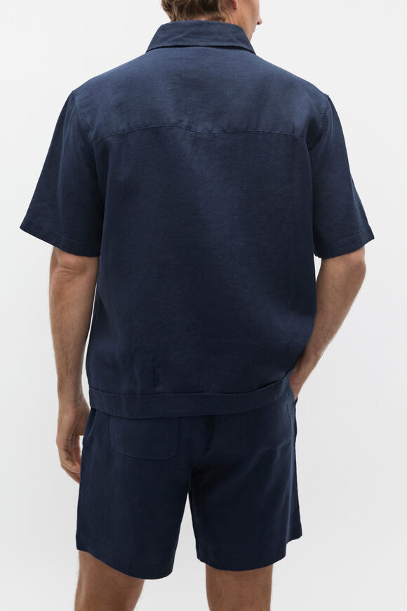 Boxy Linen Shirt  Midnight Blue  hi-res