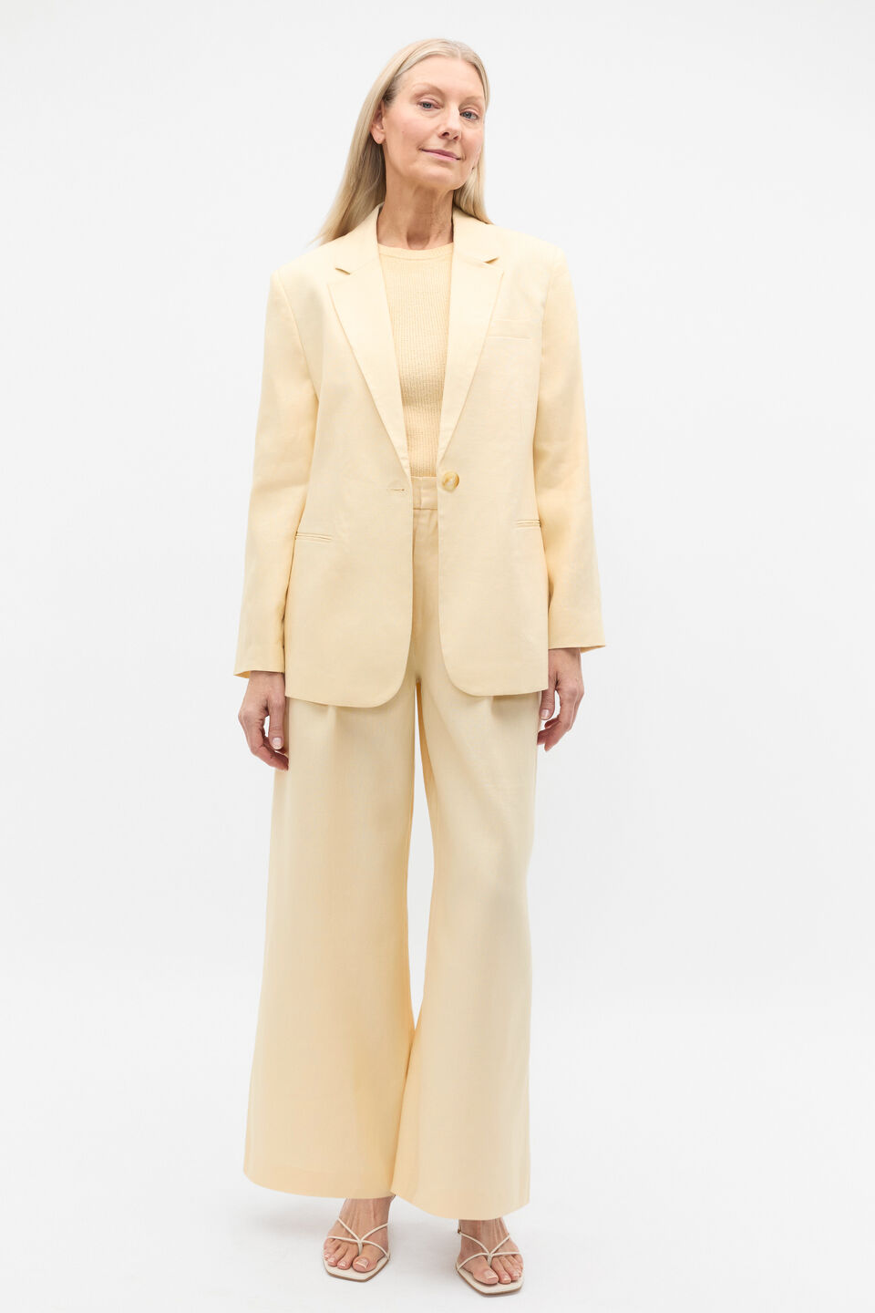 Tailored Linen Blazer  Shortbread