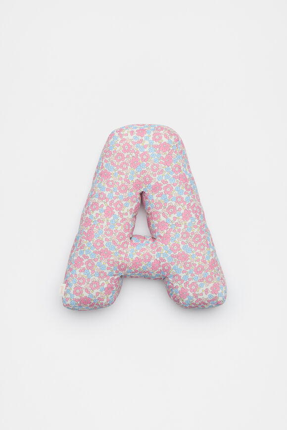 Ditsy Floral Initial Cushion  A  hi-res