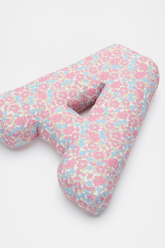 Ditsy Floral Initial Cushion  A  hi-res