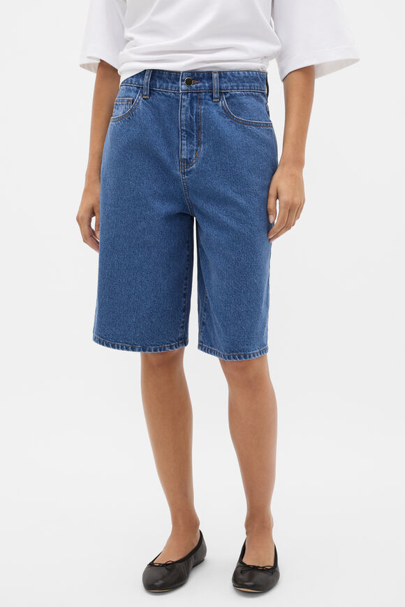 Longline Jean Short  Mid Indigo Denim  hi-res