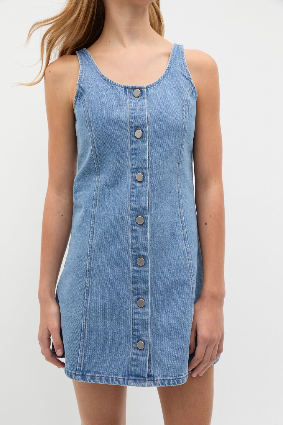 Denim Button Dress  Ocean Haze Wash