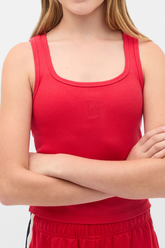 Square Neck Logo Tank  Chilli Red  hi-res