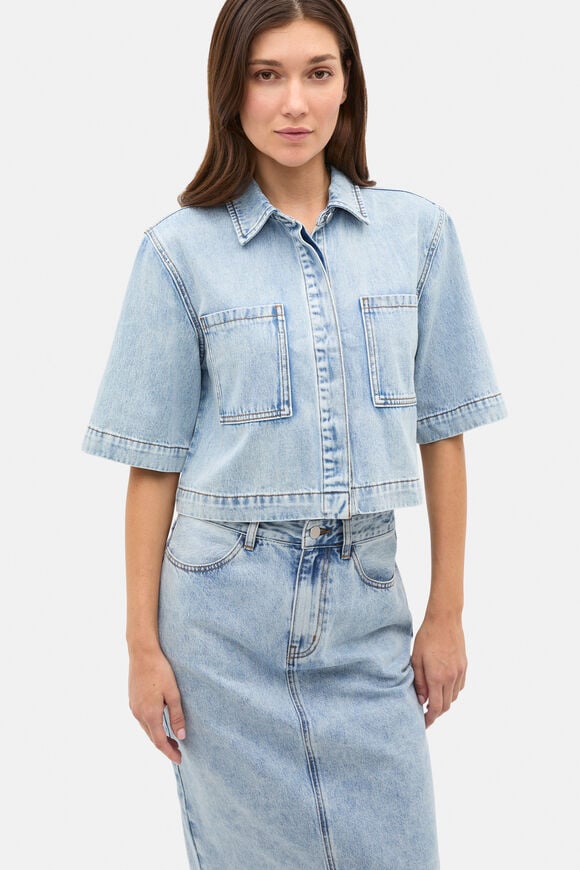 Denim Boxy Shirt  Breeze Blue Wash  hi-res