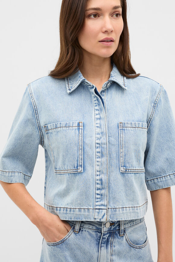 Denim Boxy Shirt  Breeze Blue Wash  hi-res