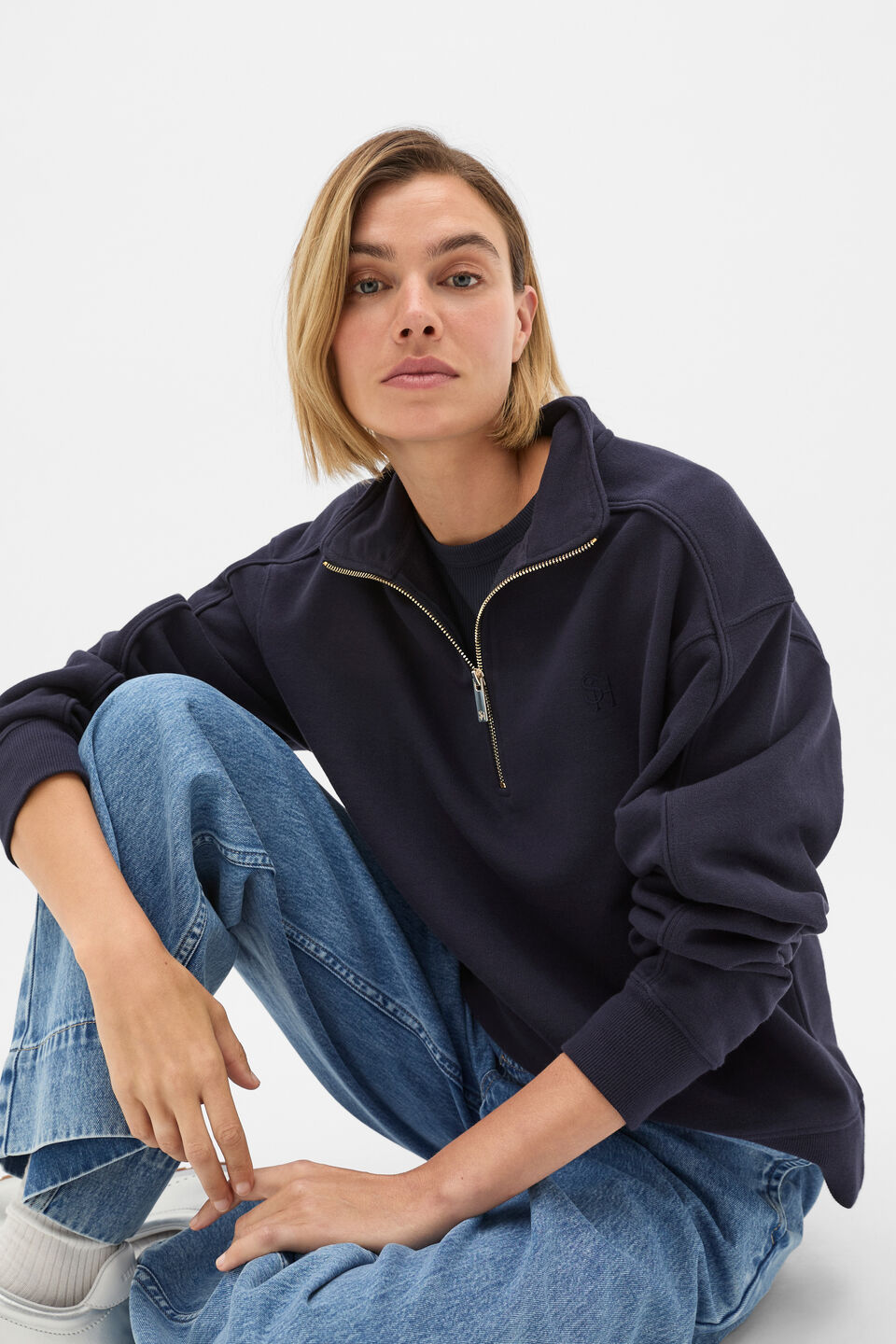 Heritage Zip Sweat  Twilight Blue