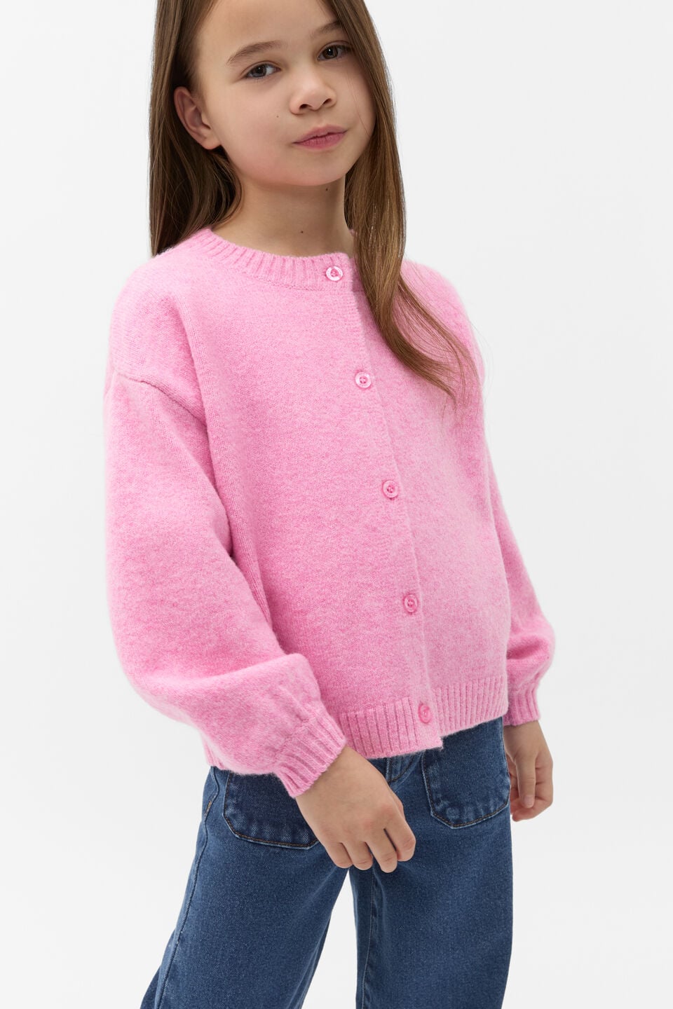 Fluffy Knit Cardigan  Candy Pink