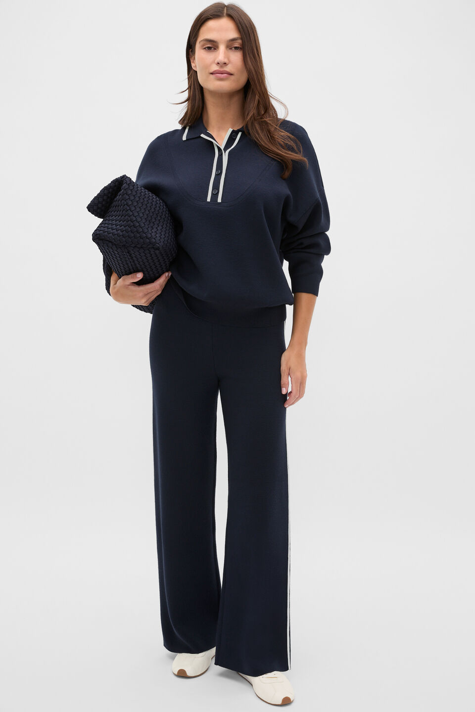 Double Knit Collared Sweater  Twilight Blue