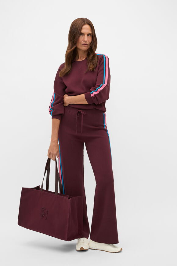 MD Crepe Knit Collared Sweater  Plum Red  hi-res