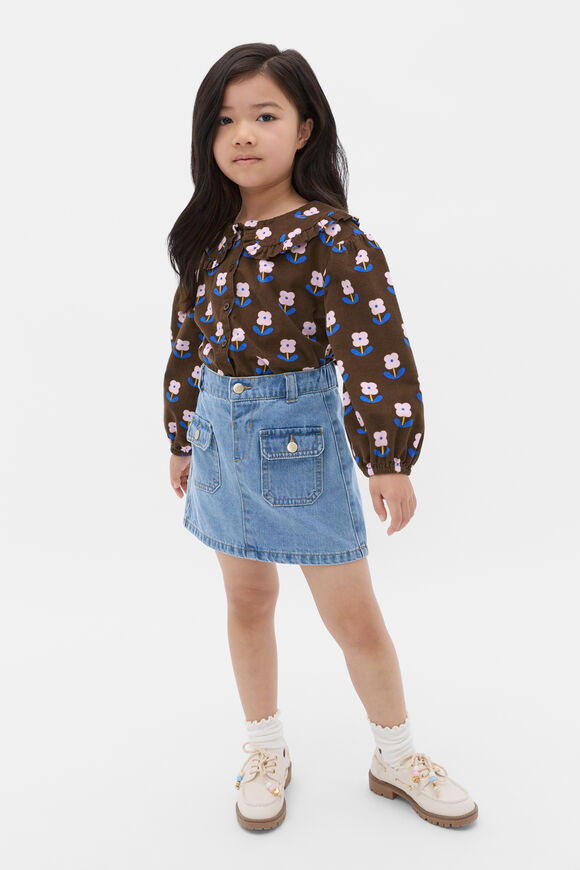 Cord Floral Top  Cacao  hi-res
