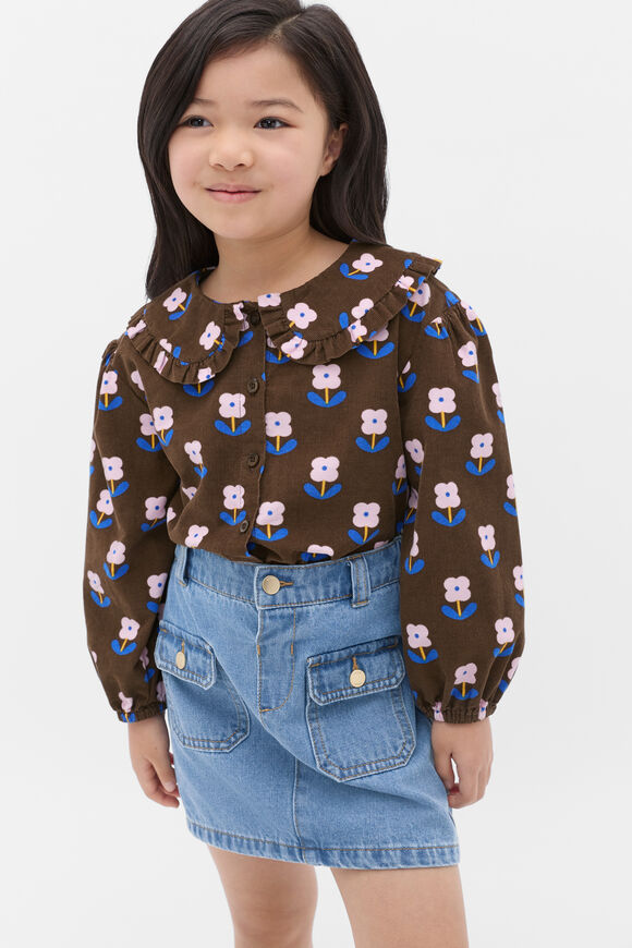 Cord Floral Top  Cacao  hi-res