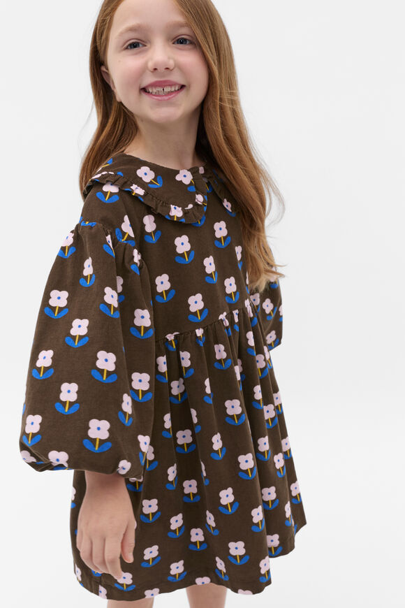 Cord Floral Dress  Cacao  hi-res