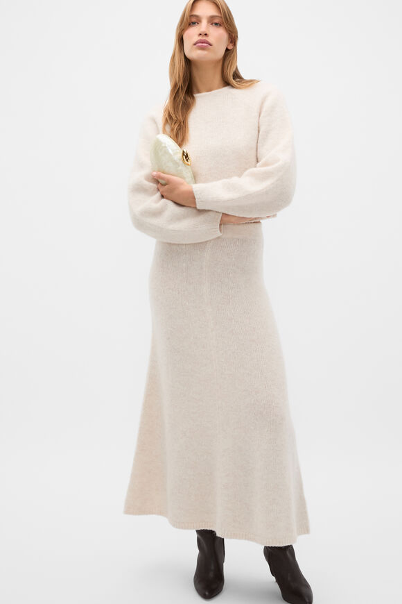 Luxe Fluffy Knit Skirt  Vanilla Cream Marle  hi-res