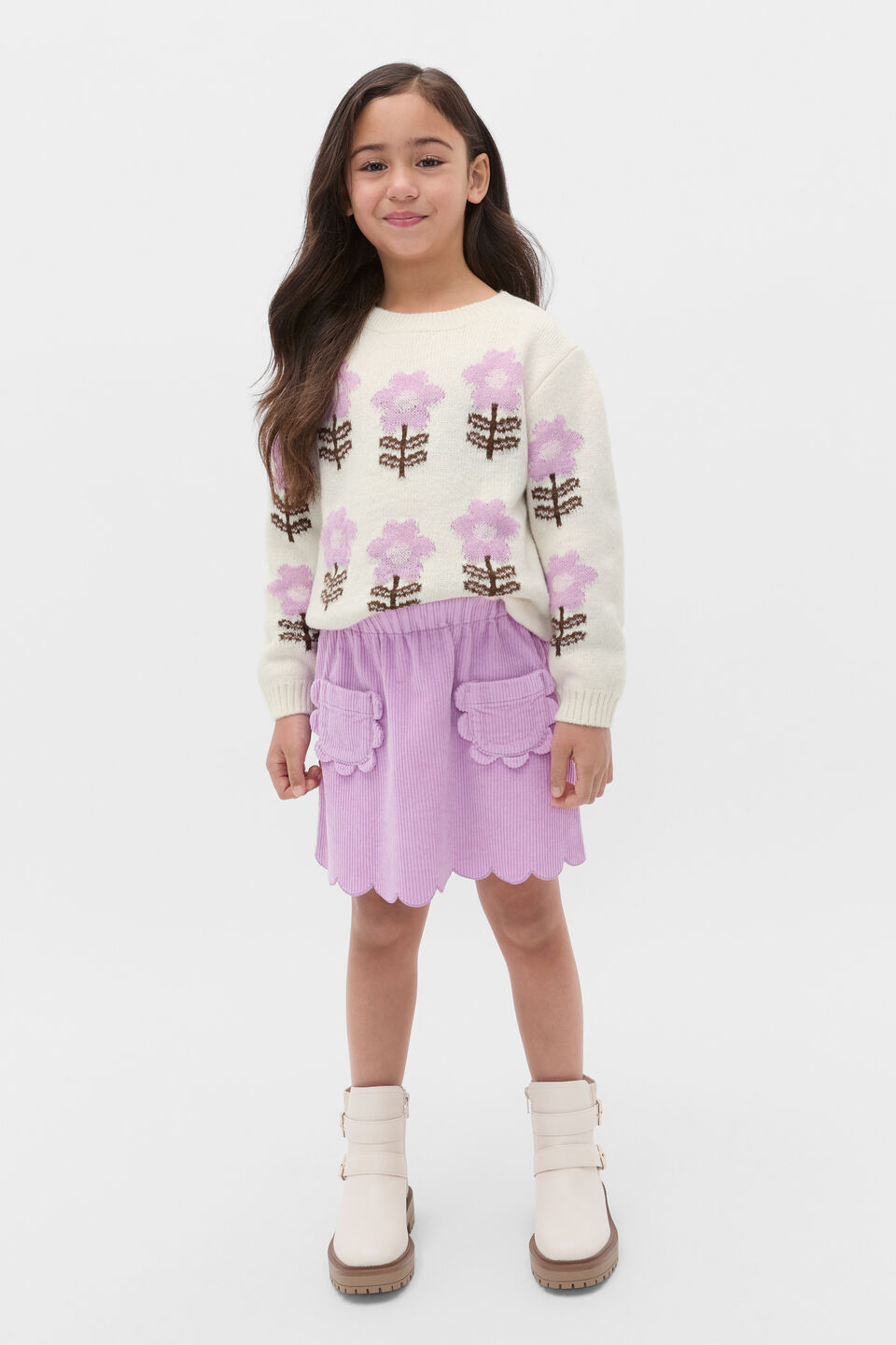 Floral Knit Sweater  Classic Cream