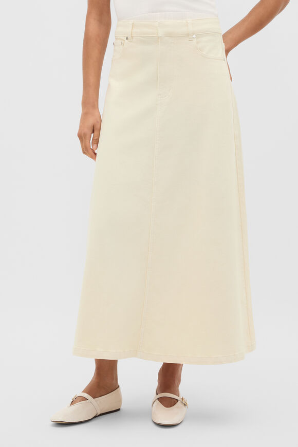 Denim Midi Skirt  Coconut Cream  hi-res
