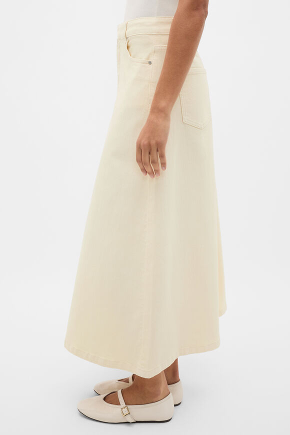 Denim Midi Skirt  Coconut Cream  hi-res