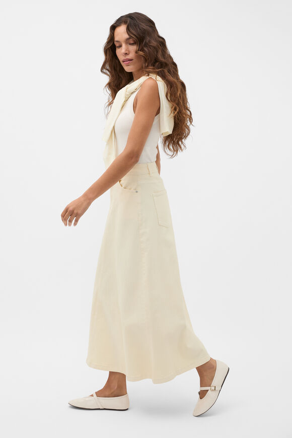 Denim Midi Skirt  Coconut Cream  hi-res