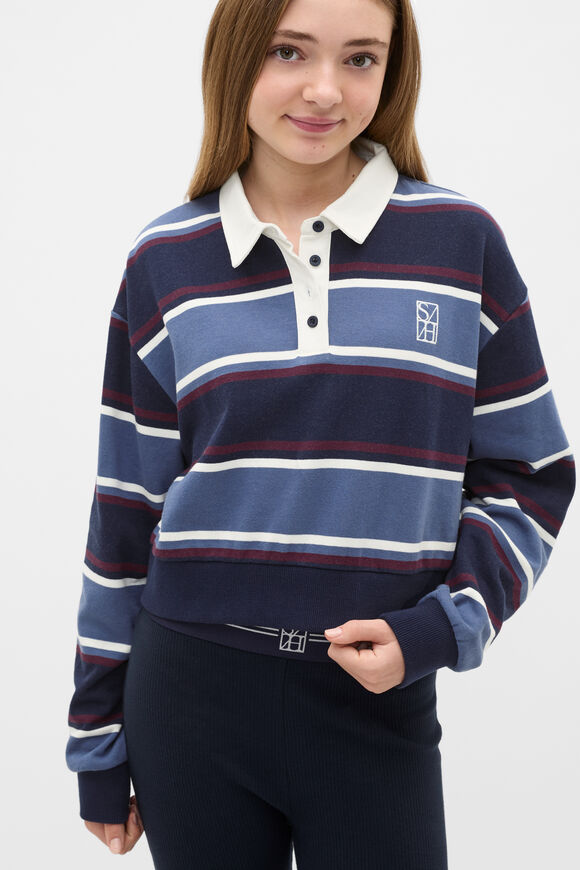 Striped Rugby Sweat  New Navy  hi-res