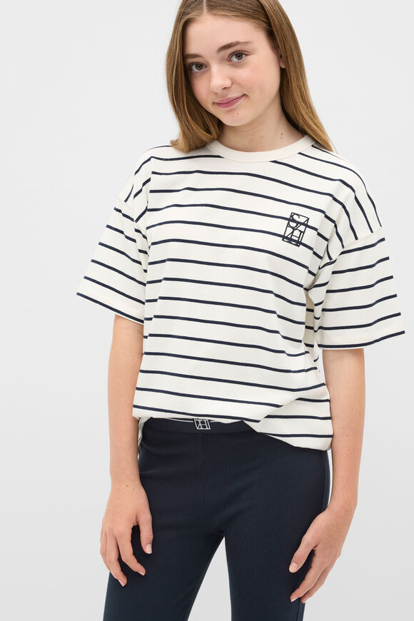 Core Logo Tee  Navy Stripe  hi-res