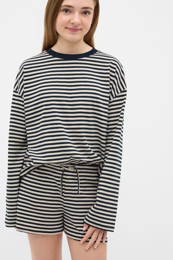 Stripe Pull On Short  New Navy  hi-res