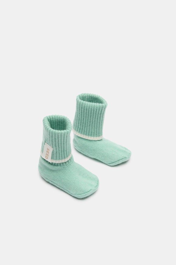 Cuffed Knit Booties  Seafoam  hi-res