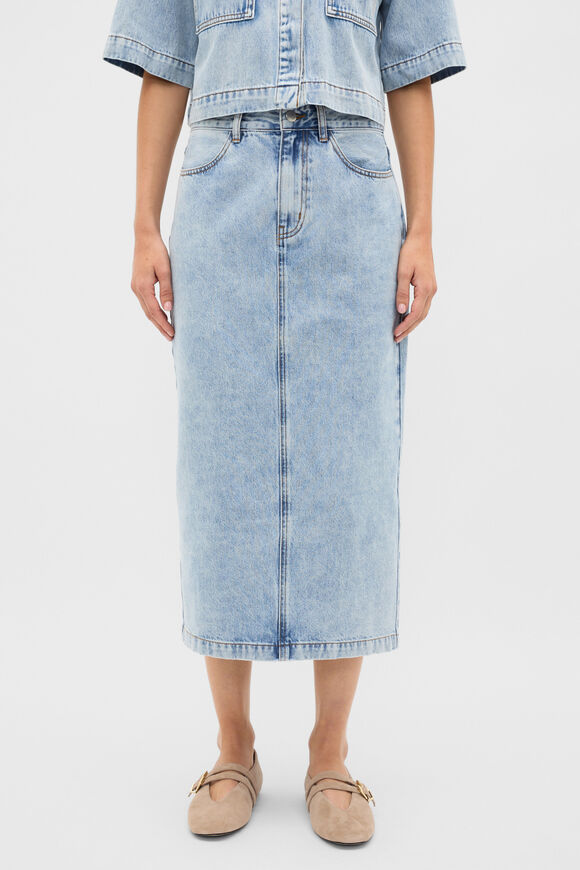 Denim Column Skirt  Breeze Blue Wash  hi-res