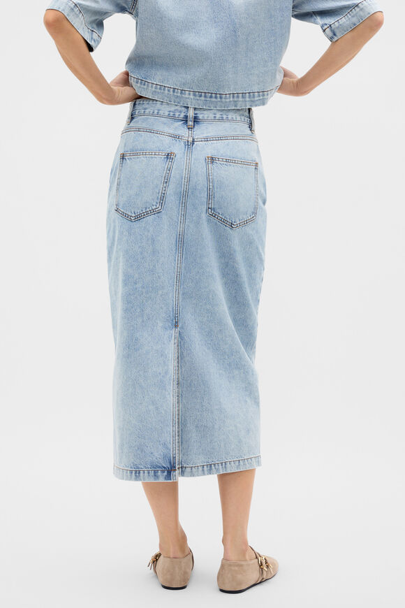 Denim Column Skirt  Breeze Blue Wash  hi-res