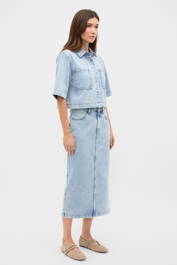 Denim Column Skirt  Breeze Blue Wash  hi-res