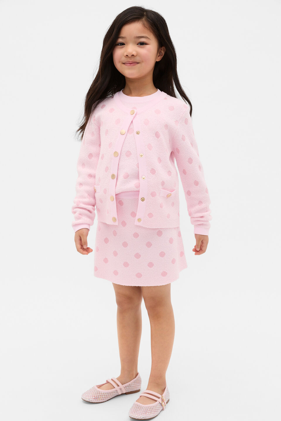 Spot Knit Cardigan  Pink Lemonade