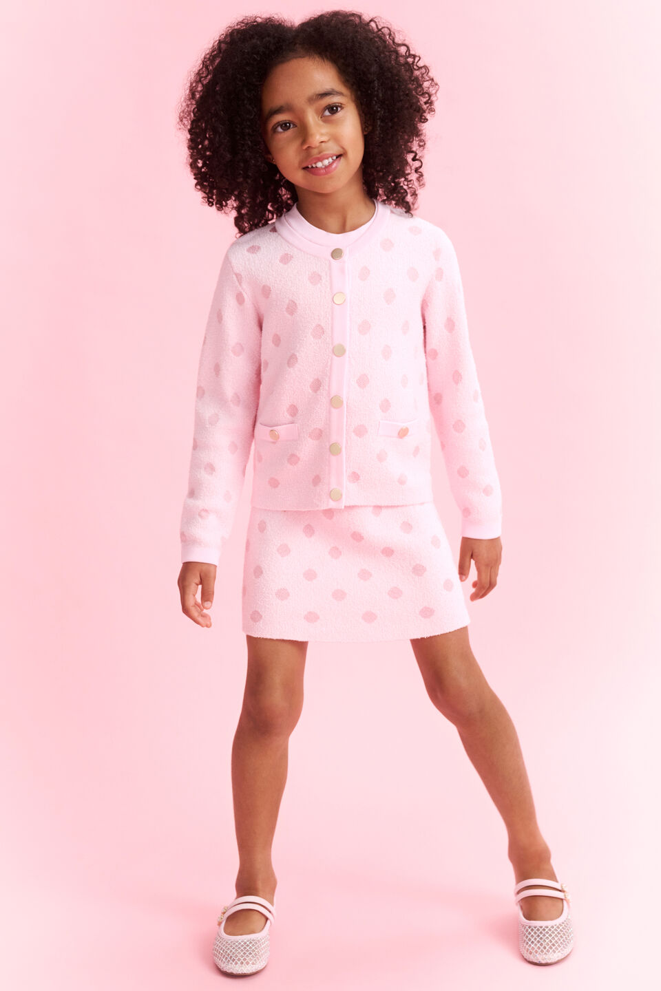 Spot Knit Cardigan  Pink Lemonade