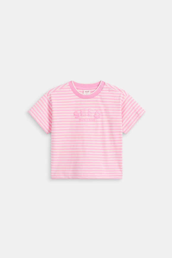 Core Stripe Logo Tee  Candy Pink  hi-res