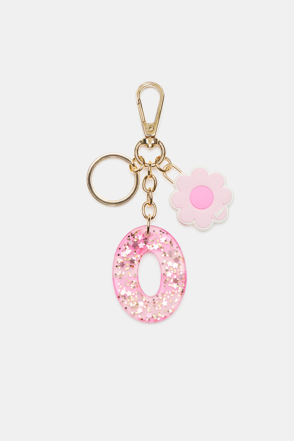 Pink Stripe Initial Keyring  O
