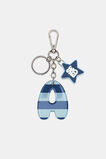 Blue Stripe Initial Keyring  A  hi-res