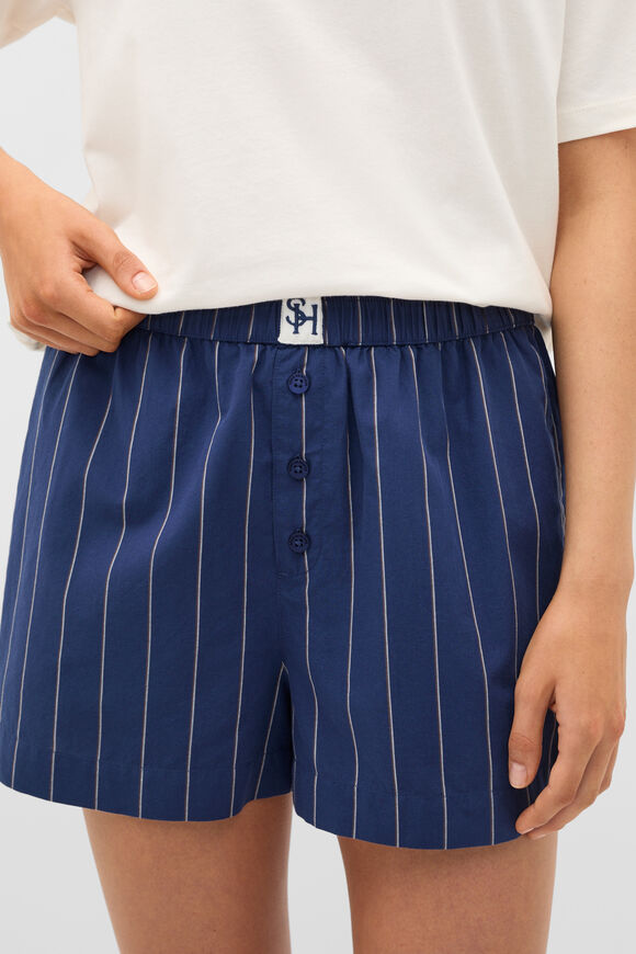 T-Shirt and Stripe Short PJ Set  Royal Blue  hi-res