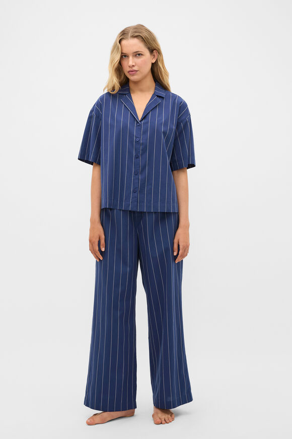 Stripe Shirt and Pant PJ Set  Royal Blue  hi-res