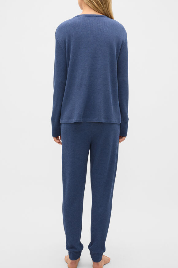Waffle Top and Pant PJ Set  Royal Blue Marle  hi-res