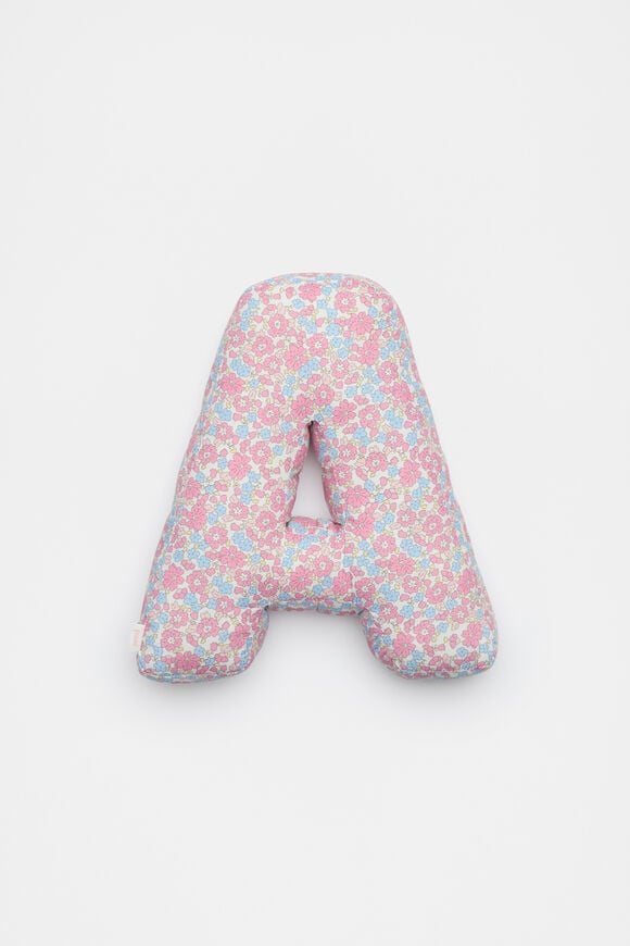 Ditsy Floral Initial Cushion  A  hi-res