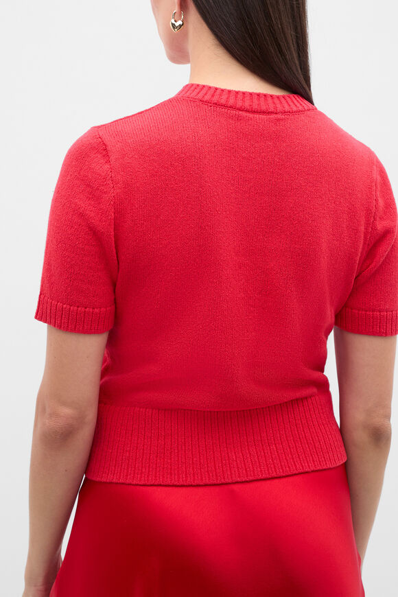 Textured Cotton Blend Cardigan  Poppy  hi-res